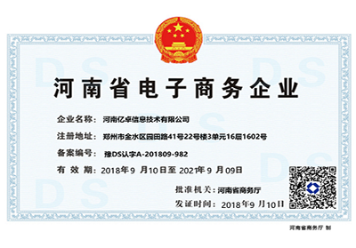 我公司荣获河南省电子商务企业证书